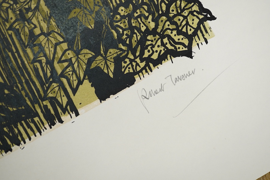 Robert Tavener (1920-2004), two artist proof prints, ‘Sussex barn and cliffs’ and ‘Winter Paddock’, each signed in pencil, largest 56 x 68cm, unframed